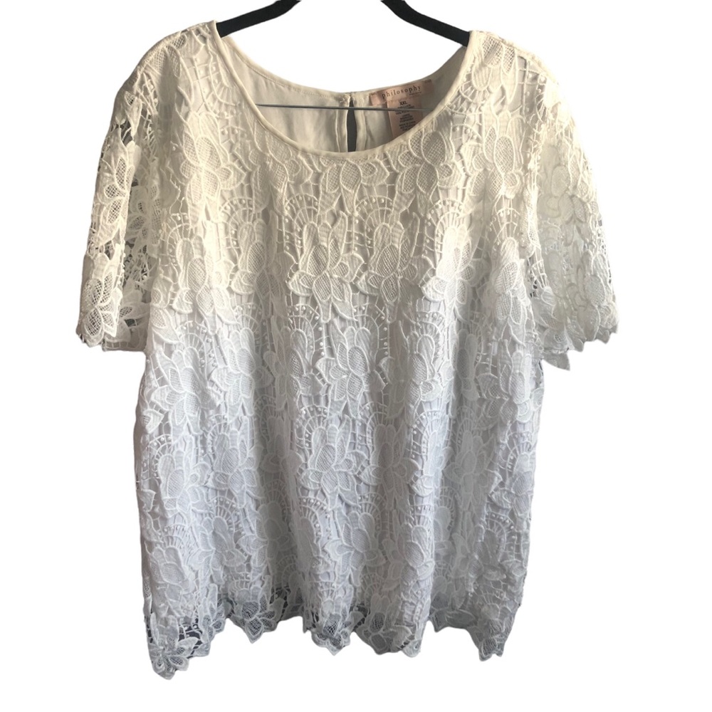 Philosophy White Lace Top 2XL